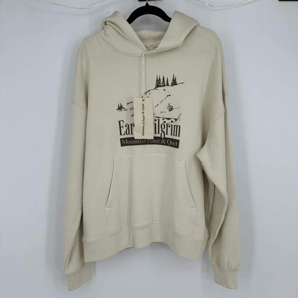 Museum of Peace and Quit Earth Pilgrim Mens L Graphic Hoodie Casual Gorpcore - Picture 13 of 13